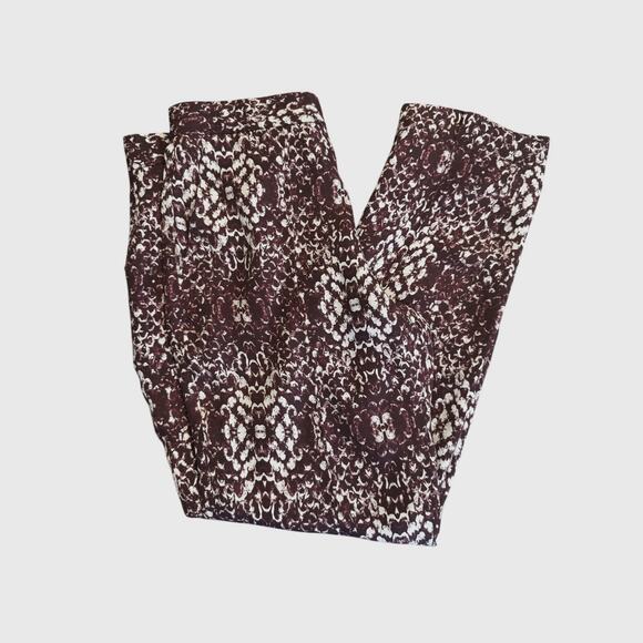 HAUTE HIPPIE The Tailored Slim Shady Pants Silk Sz 6 Merlot Snake Print - Picture 4 of 7